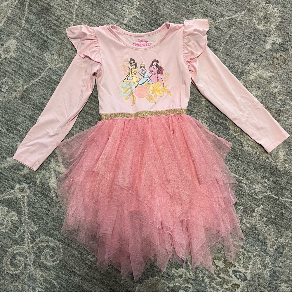 Disney Princess Pink Velour TuTu Dress 3T Ariel, Belle, Cinderella